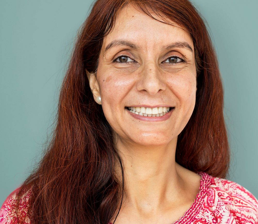Adult woman smiling studio portrait