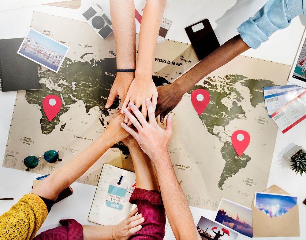 Teamwork Support Travel Jouney Planning Concept
