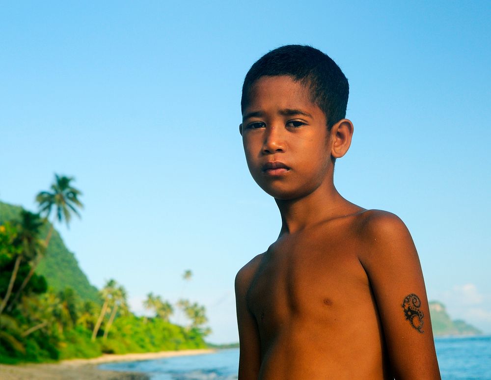 Samoa kid on the beach.