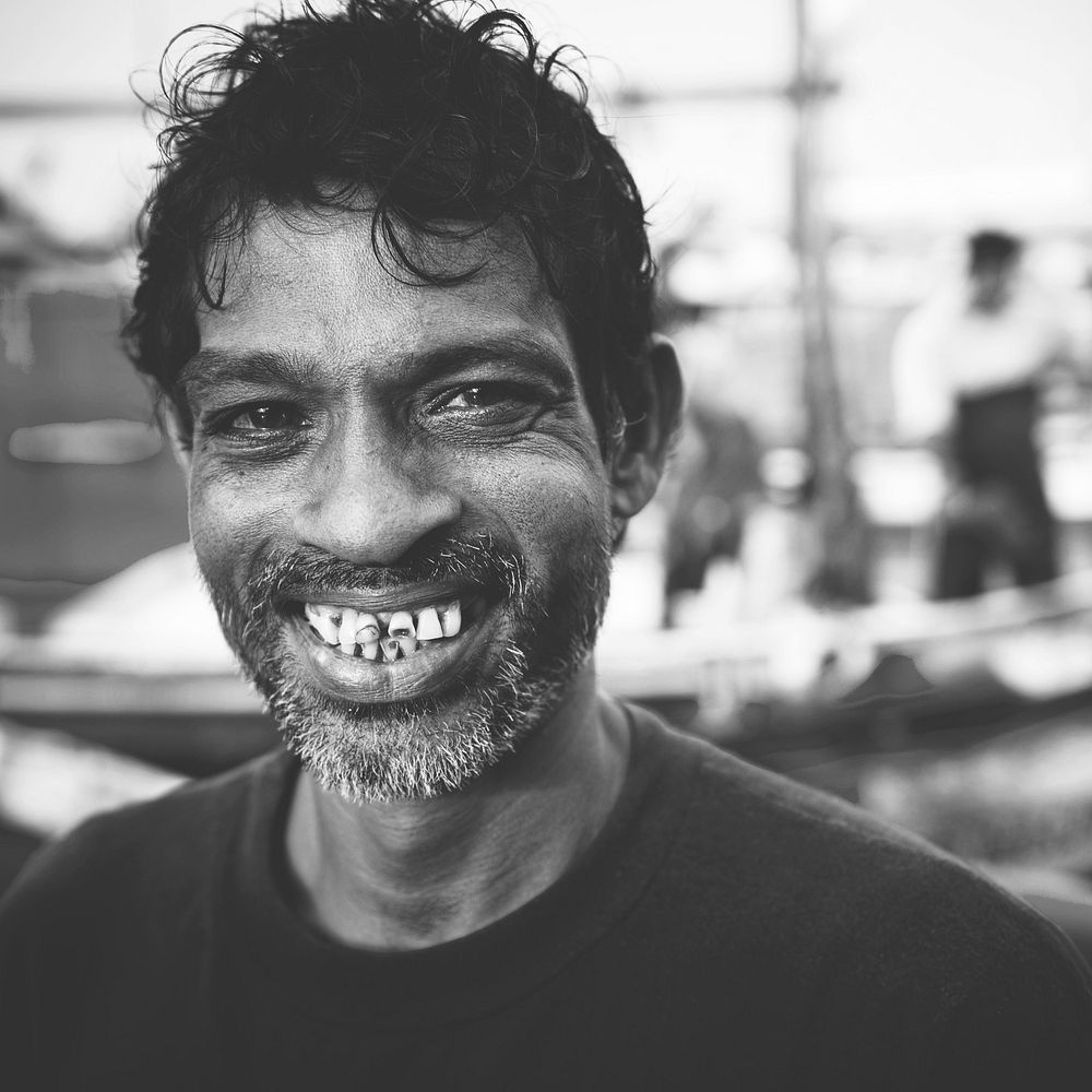 Smiling Sri Lankan fisherman