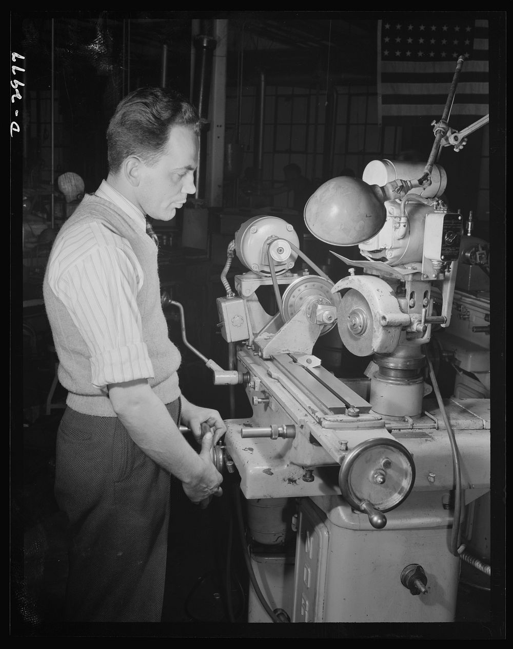 This Norton cutter-grinder which had been specially adapted to grind cams on the motor shaft for the electric dry shaver…