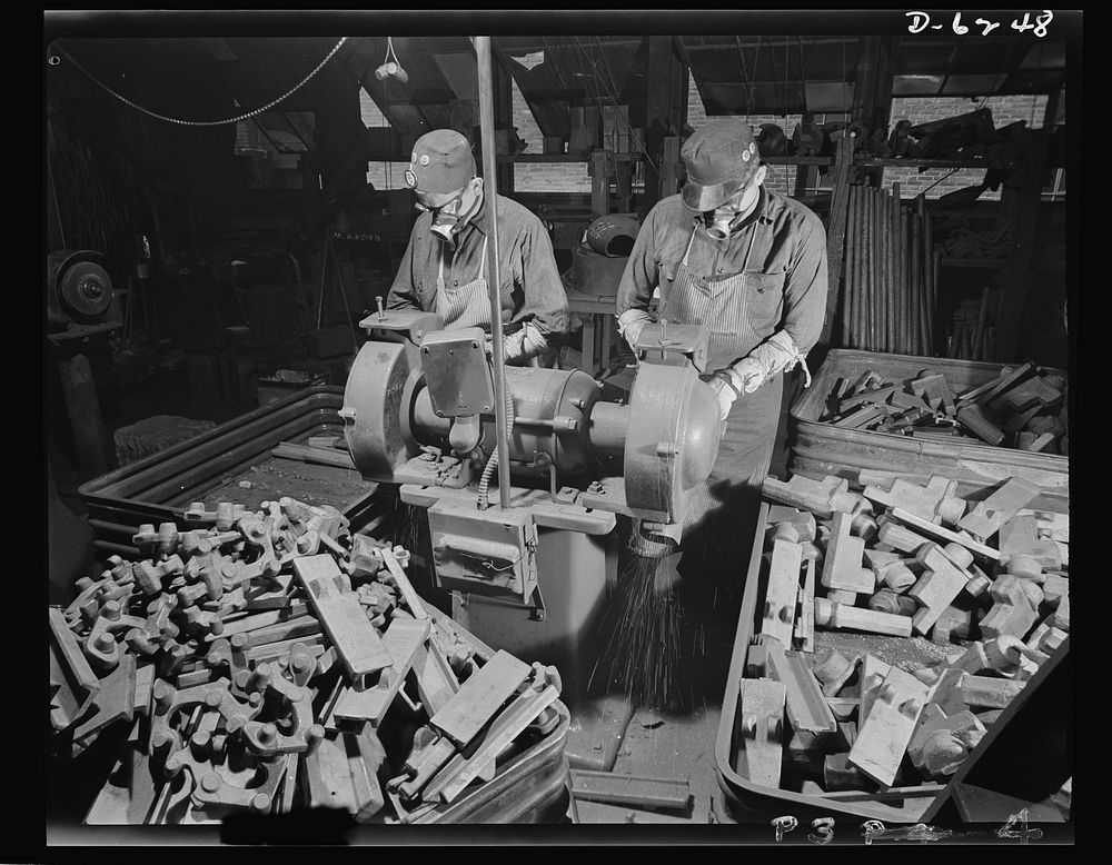 Production. Machine guns of various calibers. Grinding trunnion blocks for .50-caliber machine guns, produced in a large…
