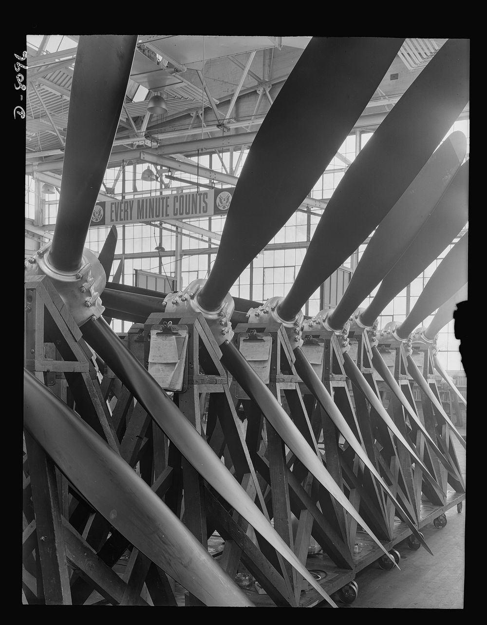 Production. Airplane propellers. Assembled three-way Hamilton propellers  ready for shipment, minus power section, from a…