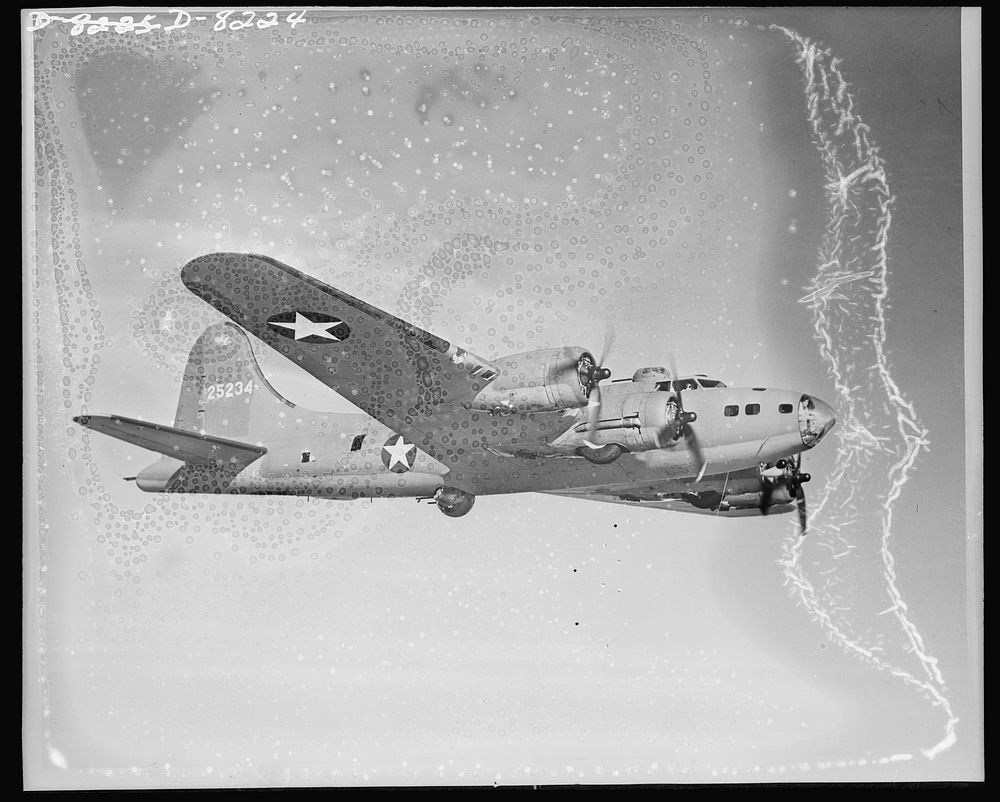 Flying Fortress. Symbol of American might. Test flight. Considerably changed from earlier models, latest type Boeing Flying…