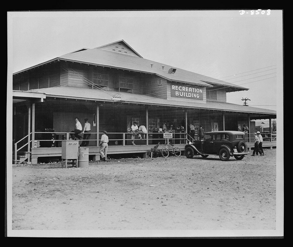 Recreation building at housing area three for civil service employees at Pearl Harbor navy yard. This building houses a…