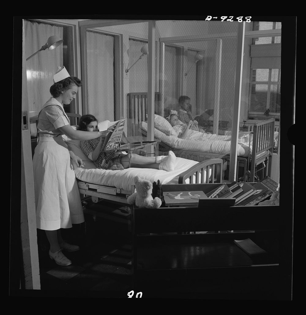 Nurse training. Student nurses must be versed in occupational therapy. This student entertains youngsters in a convalescing…