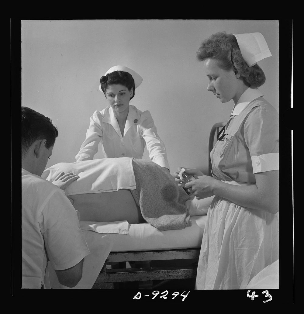 Nurse training. A student nurse (right) assists the doctor with a lumbar puncture, an important diagnostic procedure for…