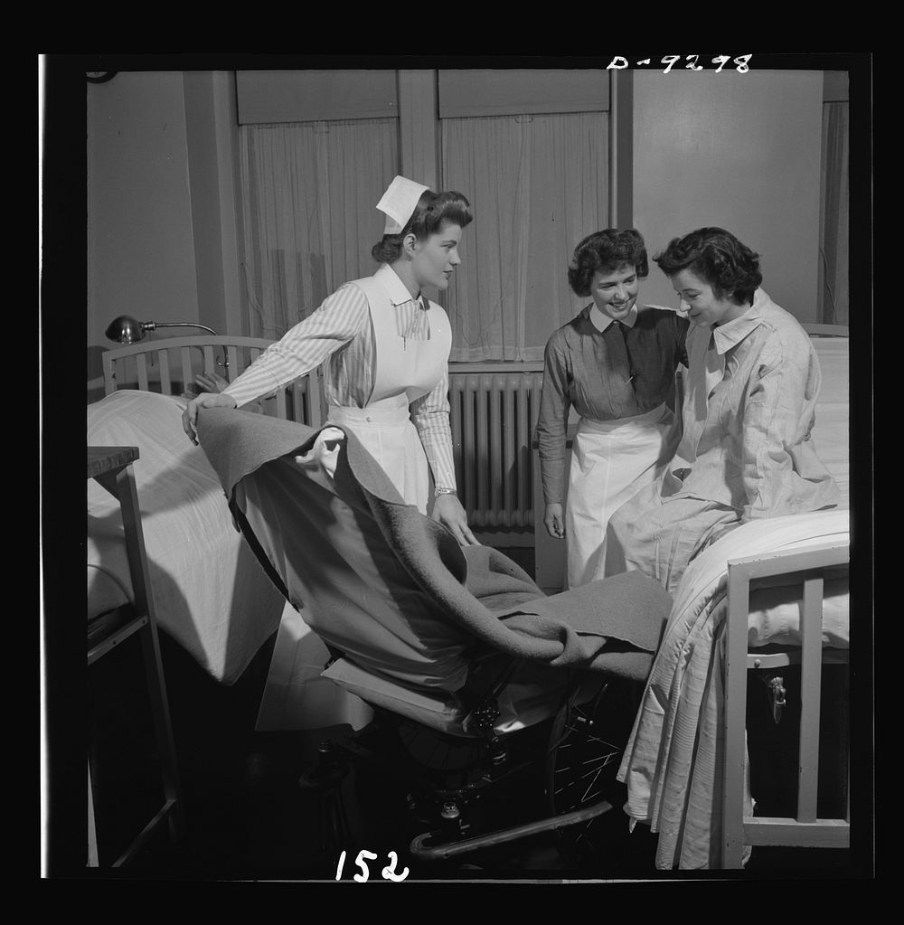 Nurse training. In these busy days, student nurses themselves must often instruct probationers in many things, such as…