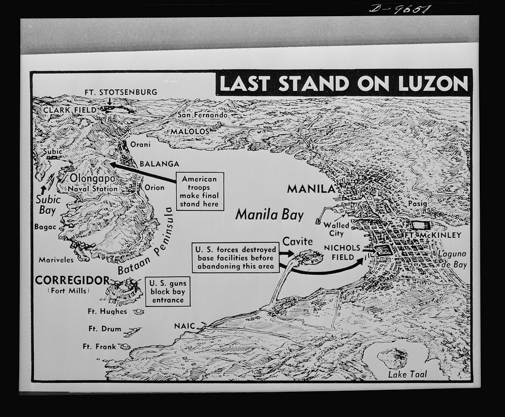 Last ditch stand in Luzon. On a rugged, mountainous peninsula and a heavily fortified island American and Filipino troops…
