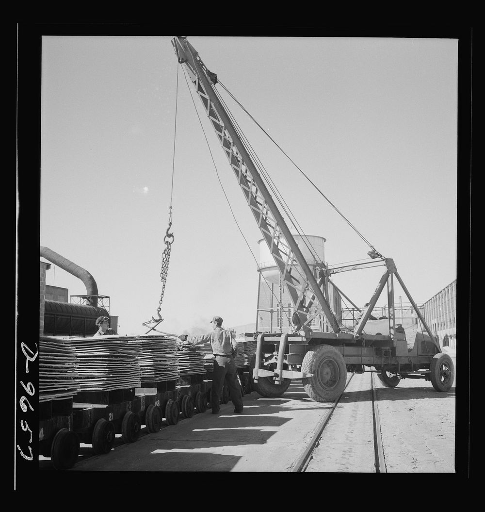 Production. Copper (refining). Sheets of copper produced by electrolysis at a large refining operation. These will be melted…