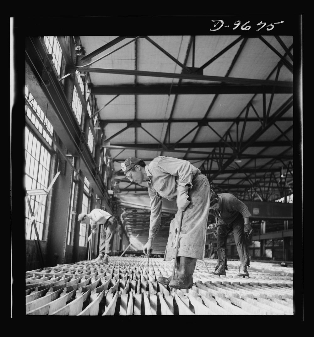 Production. Copper (refining). Electrolytic tanks in a large copper refining operation. Sheets of pure copper are formed by…