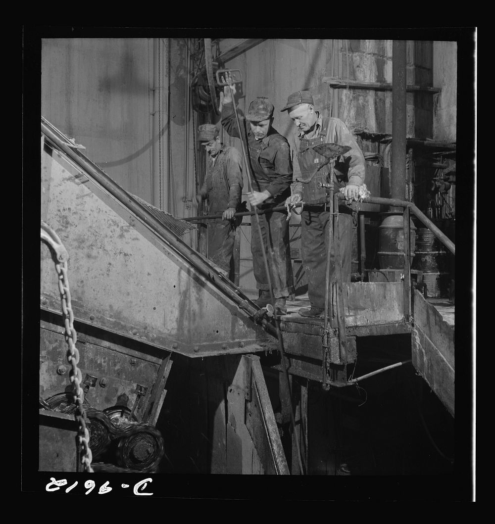 Production. Zinc. Tending a rock crusher at a large zinc concentrator. From the Eagle-Picher plant near Cardin, Oklahoma…