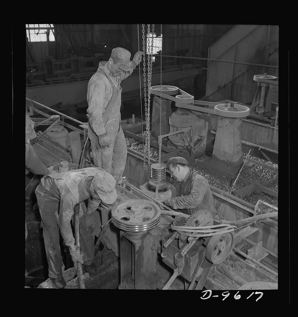 Production. Zinc. Maintenance work on a flotation machine at a large zinc concentrator. From the Eagle-Picher plant near…