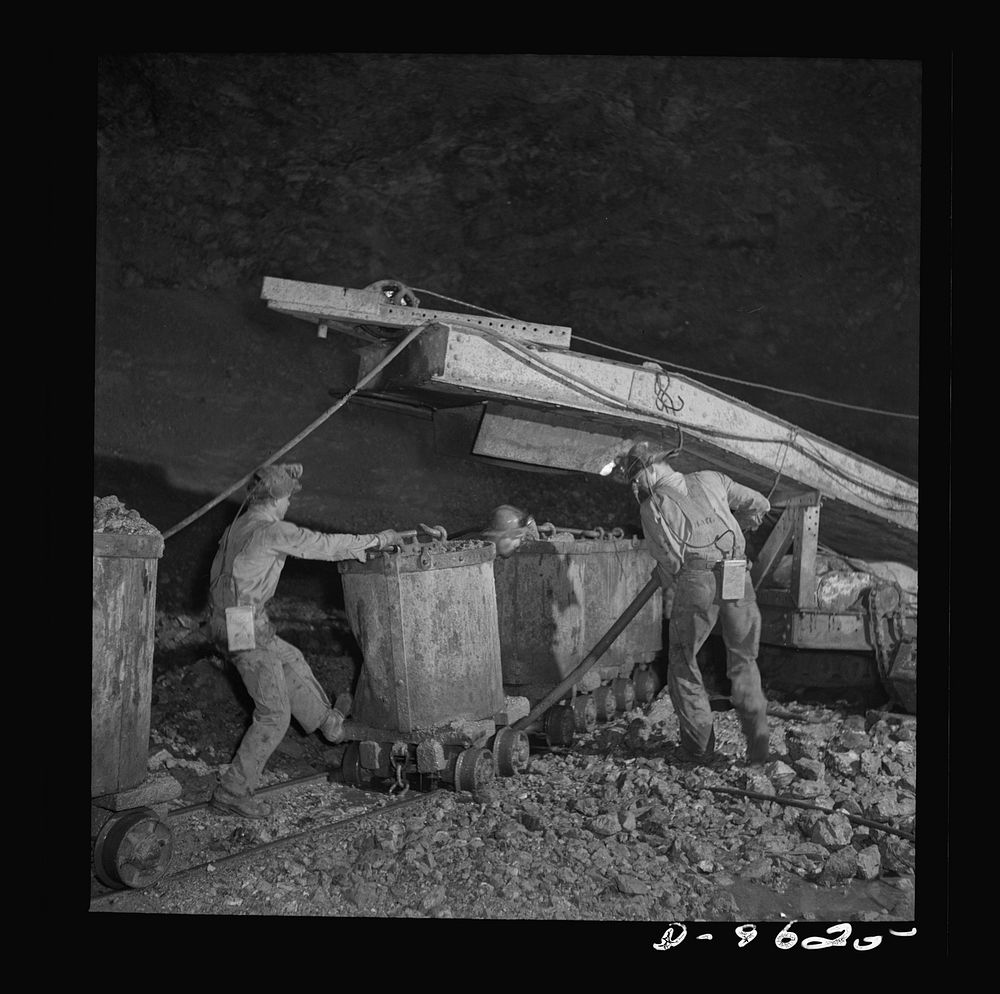 Production. Zinc. A mechanical loader fills buckets with zinc ore in a mine serving a large concentrator. From the Eagle…