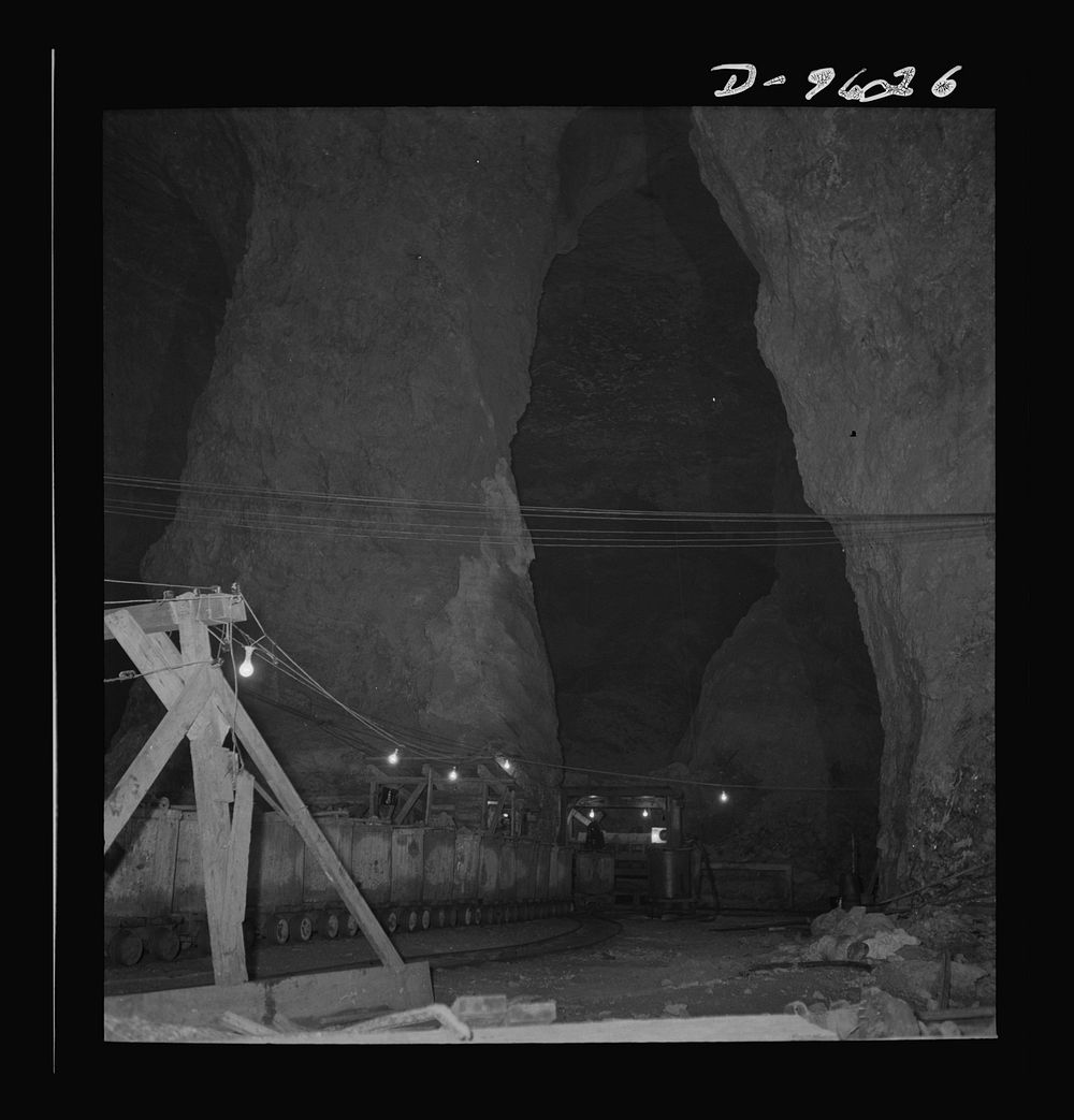 Production. Zinc. Workings in a zinc mine serving a large concentrator. From the Eagle-Picher plant near Cardin, Oklahoma…