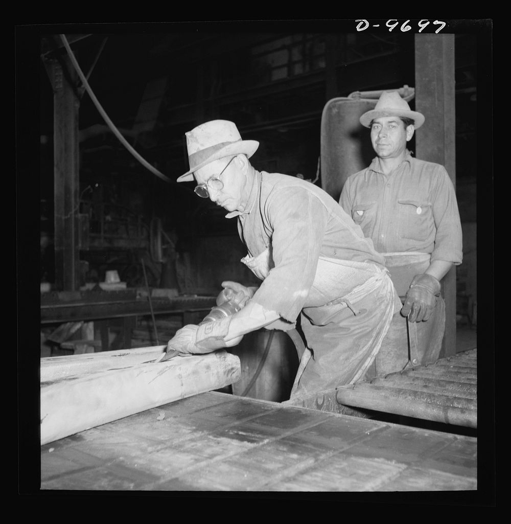 Production. Copper (refining). Trimming bars of pure copper at a large refining operation. Large amounts of copper are…