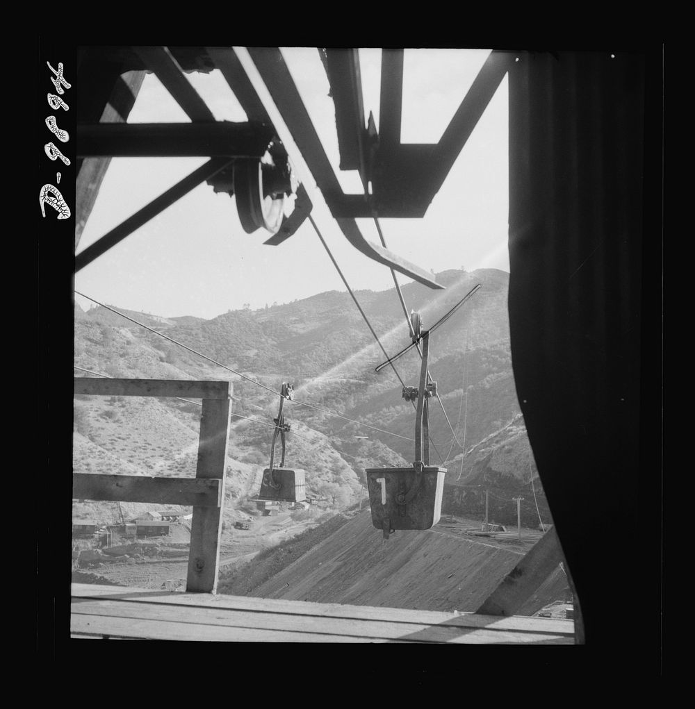Production. Mercury. Aerial tramway which carries mercury ore from mines at New Idria, California to a nearby extraction…