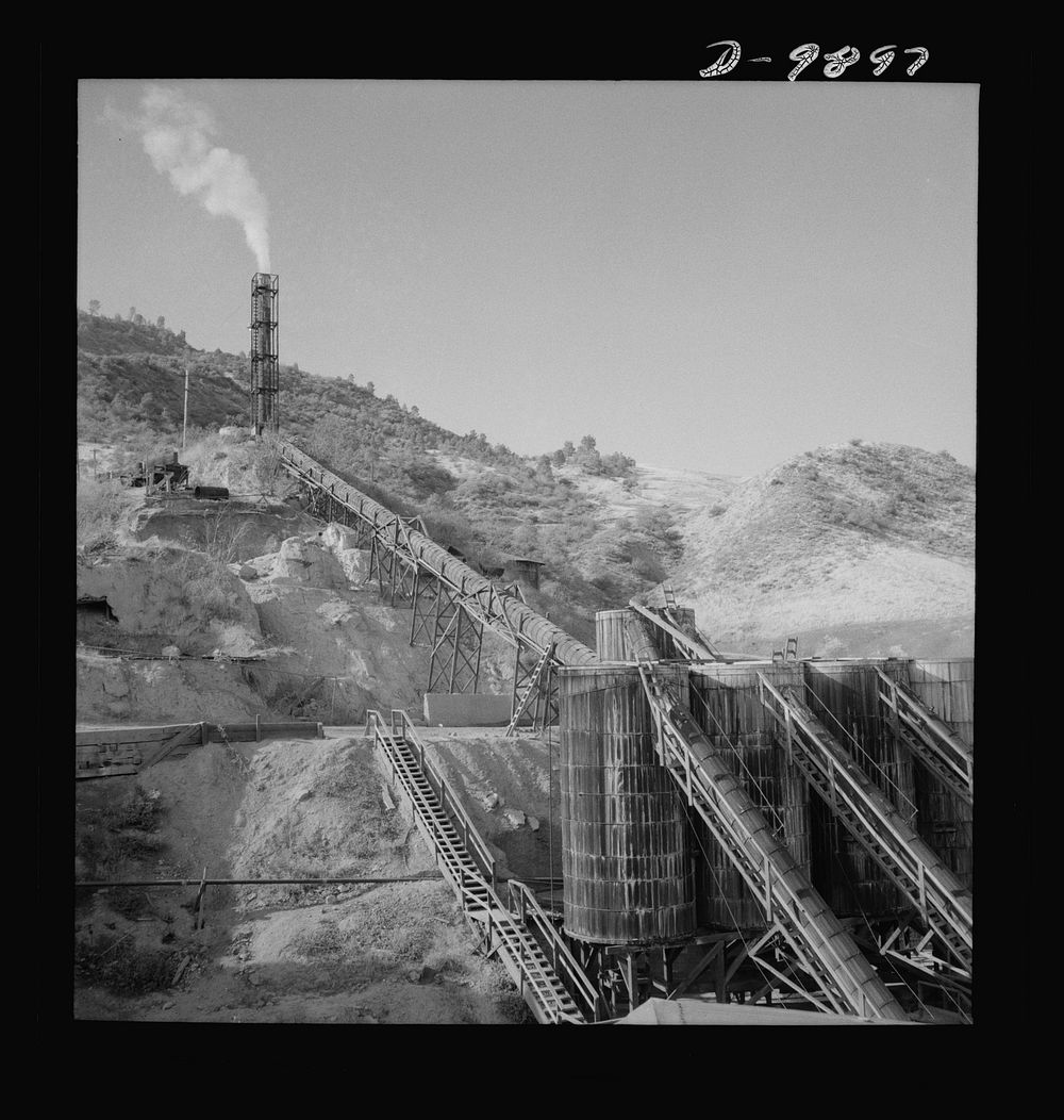 Production. Mercury. A mercury extraction plant at New Idria, California. Triple-distilled mercury is produced here by the…