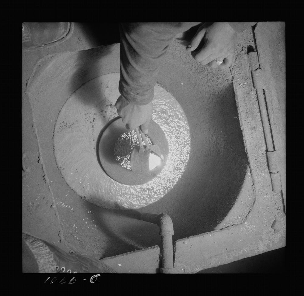 Production. Mercury. Mercury collected from the hoeing tables of a New Idria, California extraction plant of the New Idria…