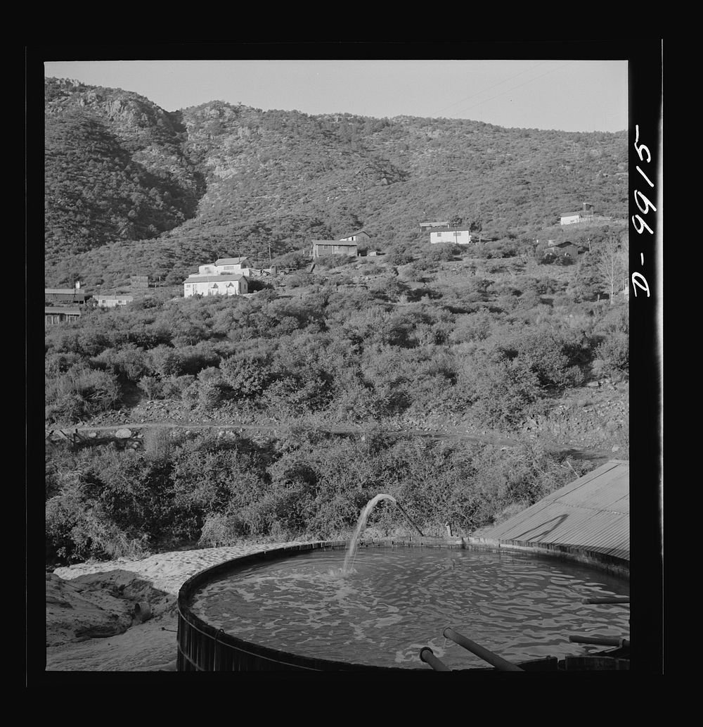 Production. Tungsten. Water tank at a tungsten concentrating plant near Kingman, Arizona. The Boriana mine and plant at this…