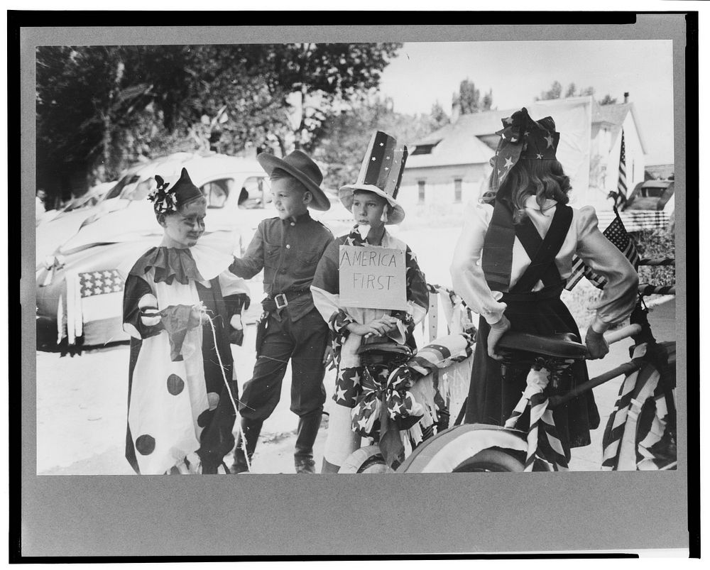 Bicycle riders in parade on the Fourth of July at Vale, Oregon by Russell Lee