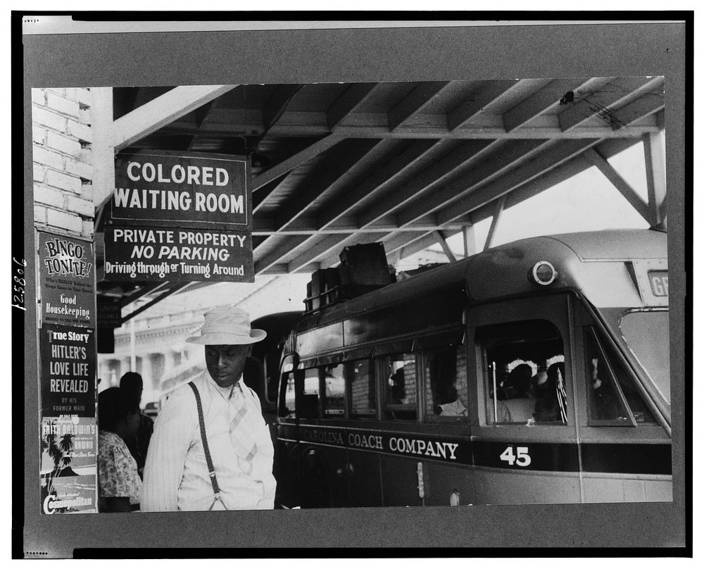 At the bus station in Durham, North Carolina. Sourced from the Library of Congress.