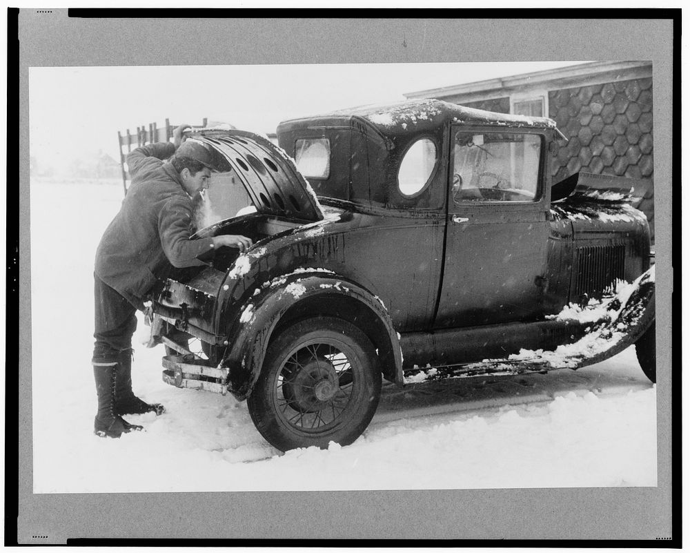 The son of Mr. John Rambone, Italian market gardener getting ready for a trip into town. Johnston, Rhode Island. Sourced…