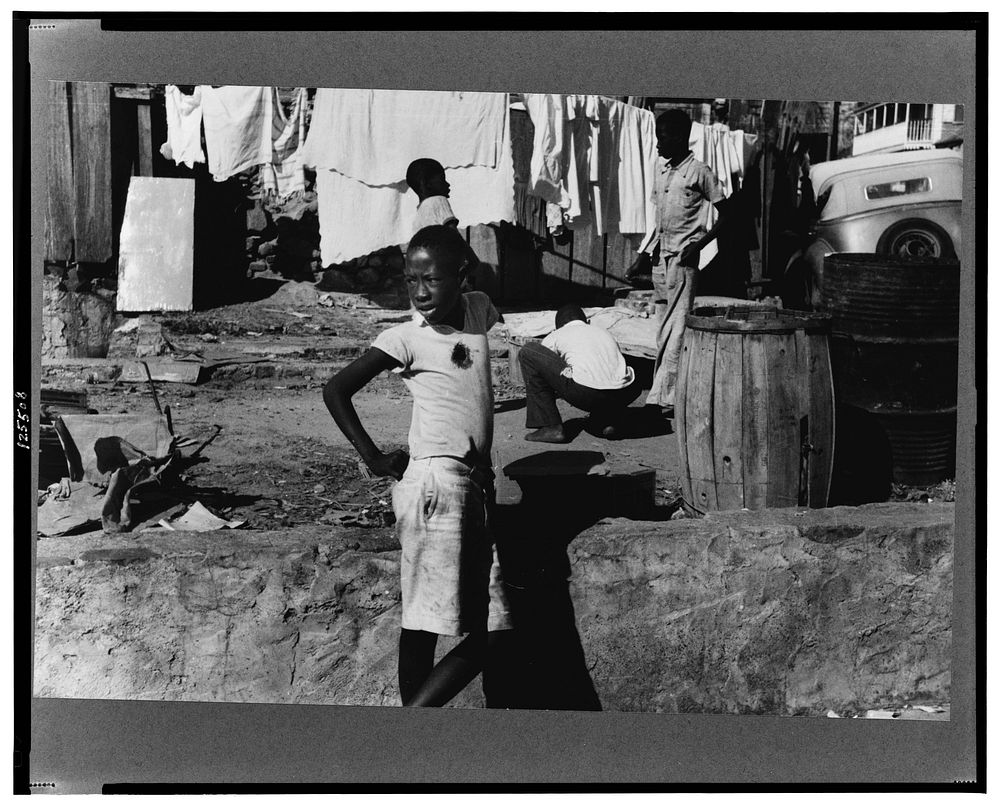 Charlotte Amalie, St. Thomas Island, Virgin Islands. Children in one of the slum areas. Sourced from the Library of Congress.