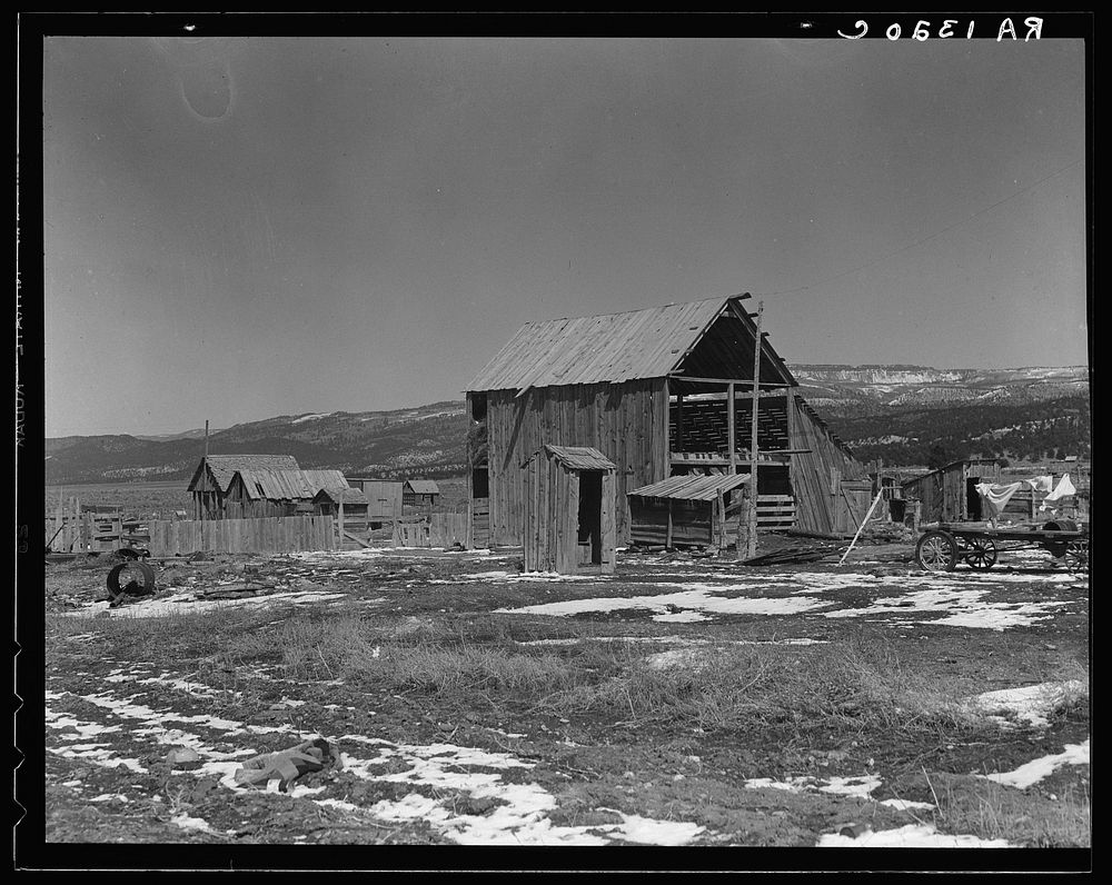 Farm buildings in the purchase area. Widtsoe, Utah. Sourced from the Library of Congress.