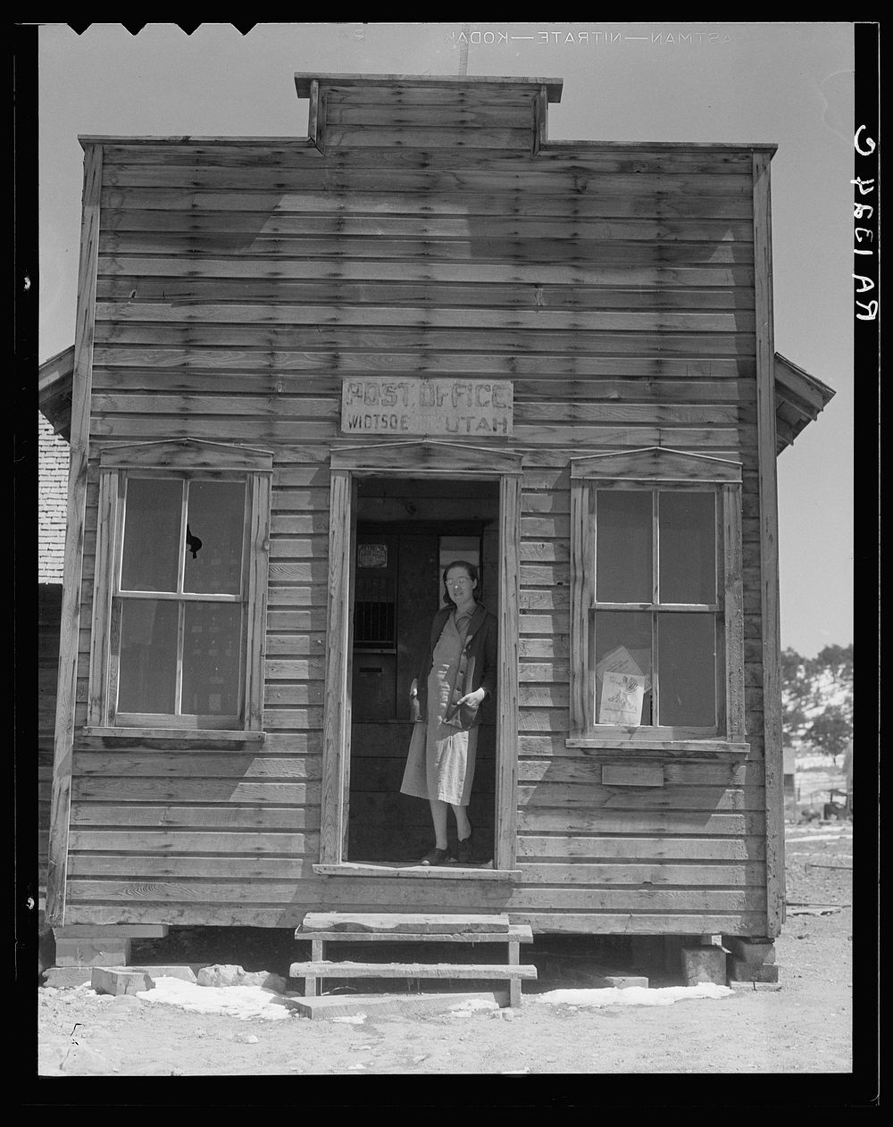 Post office and postmistress, view number two. Widtsoe, Utah. Sourced from the Library of Congress.