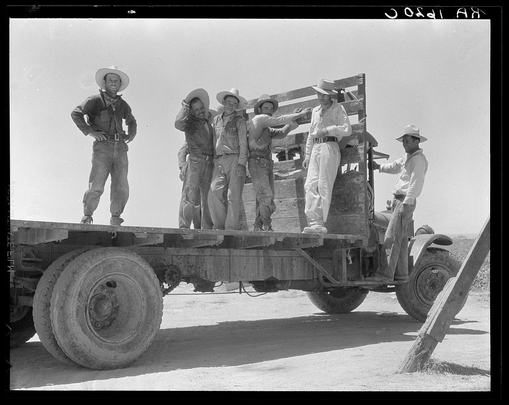 Off for the melon fields (Mexican labor). Imperial Valley, California. Sourced from the Library of Congress.