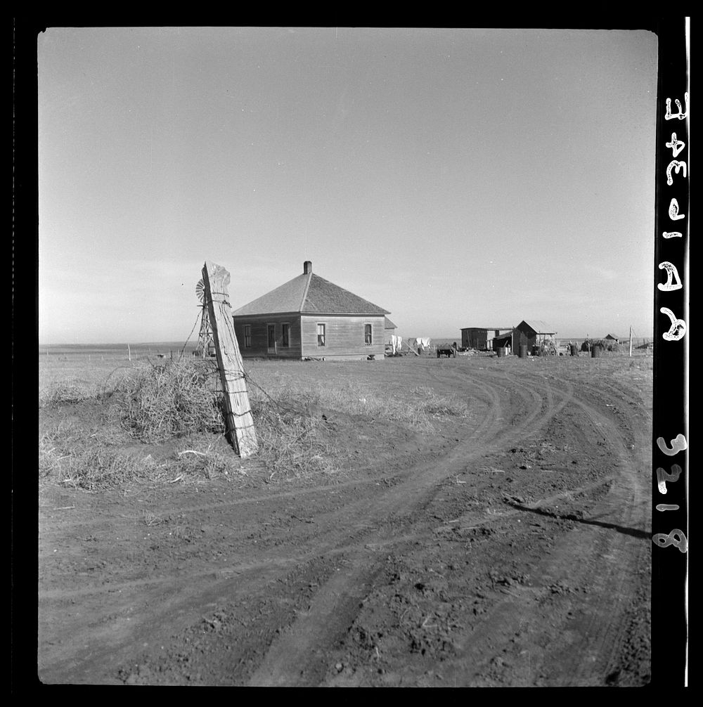 Typical farm in the Mills area, New Mexico. These people are to be resettled, their land to revert to cattle range. Sourced…