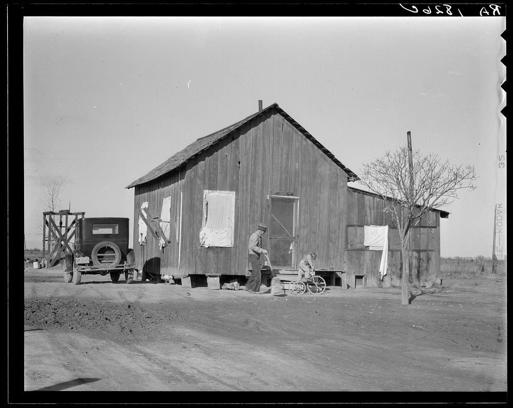 Housing for Oklahoma refugees. California. Sourced from the Library of Congress.
