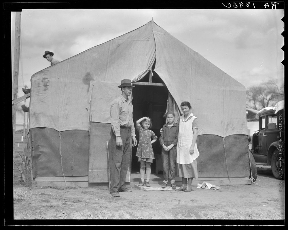 Migrant family in Kern County. This family was sent back at the state line by the Los Angeles police. Refused entrance into…