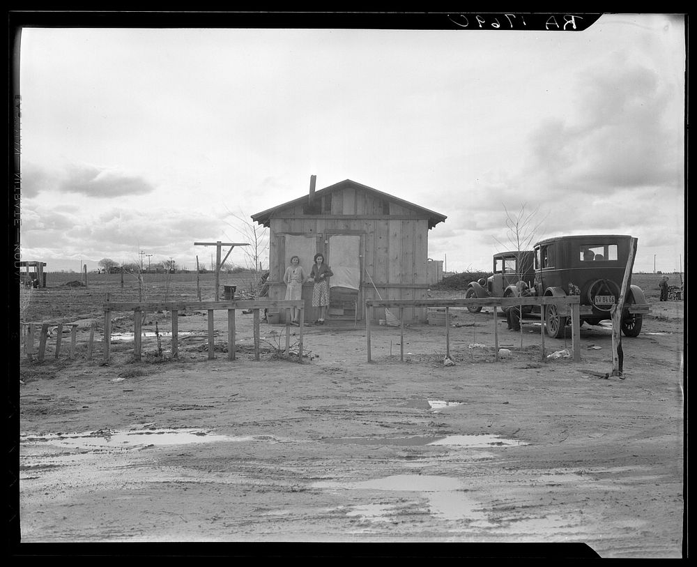 Shack in "Little Oklahoma," California. Sourced from the Library of Congress.