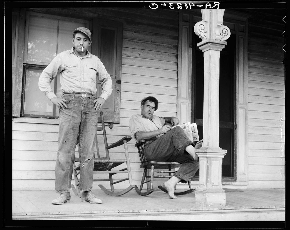 Father and son, idle American workman, near Bridgton, New Jersey. Sourced from the Library of Congress.
