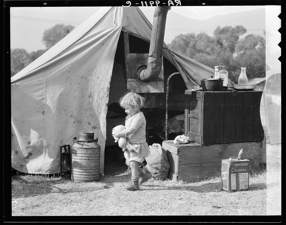 Child of migratory worker. American River camp near Sacramento, California by Dorothea Lange
