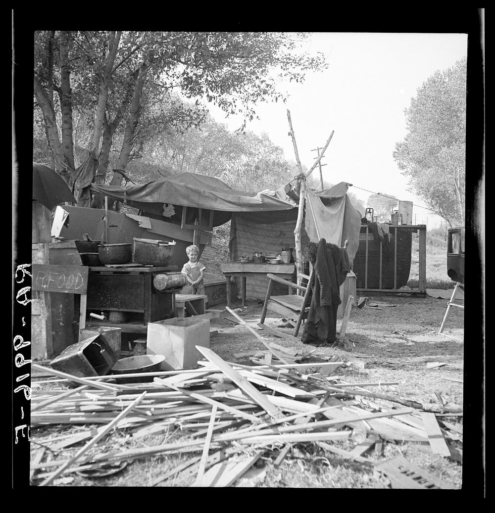 Destitute family. American River camp, Sacramento, California. Sourced from the Library of Congress.
