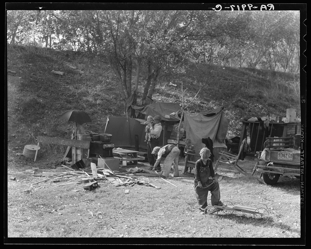 Destitute family. American River camp. Five children aged two to seventeen. Near Sacramento California. Sourced from the…