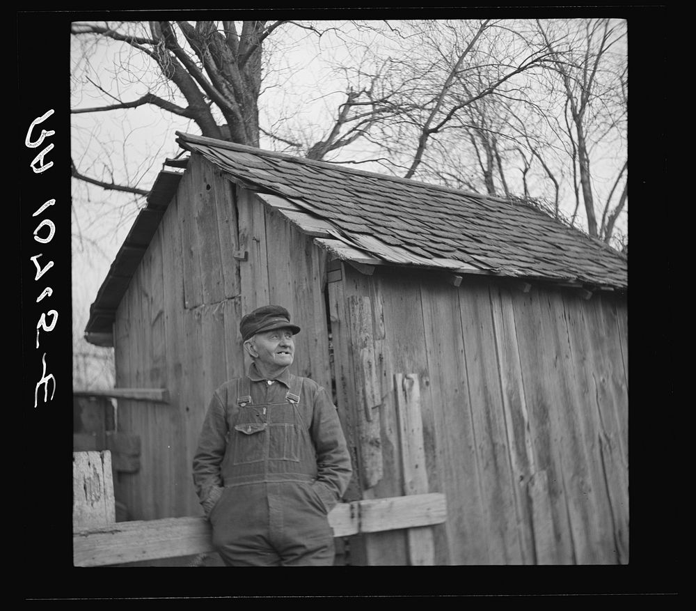 C.V. Hibbs, owner-operator of eighty-one acres of heavily mortgaged land. Benton County, Indiana by Russell Lee