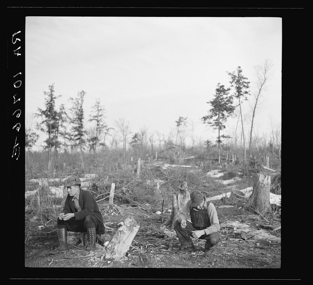 [Untitled photo, possibly related to: Lumberjacks. Forest County, Wisconsin] by Russell Lee