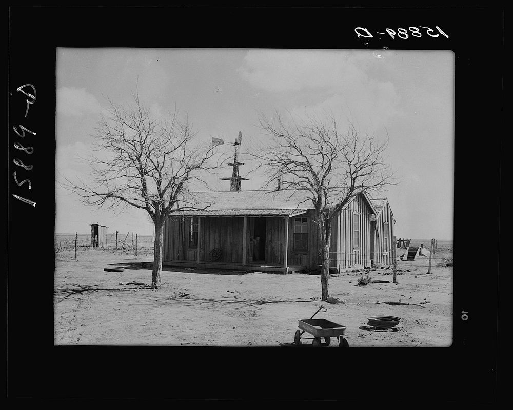 Home of W. Carrick Snodgrass before tenant purchase loan. Floyd County, Texas by Russell Lee