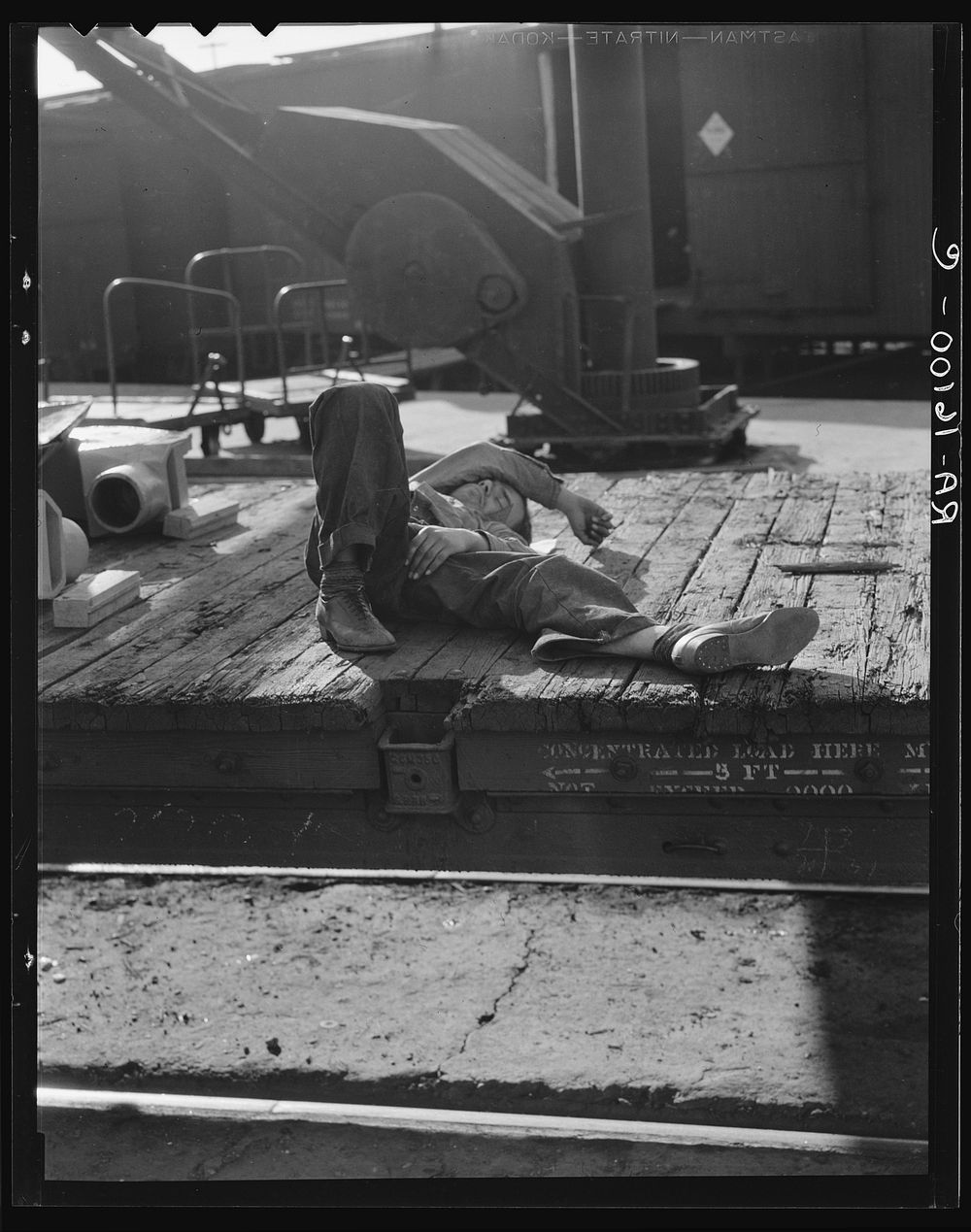 [Untitled photo, possibly related to: Scene in railroad yard. Sacramento, California]. Sourced from the Library of Congress.