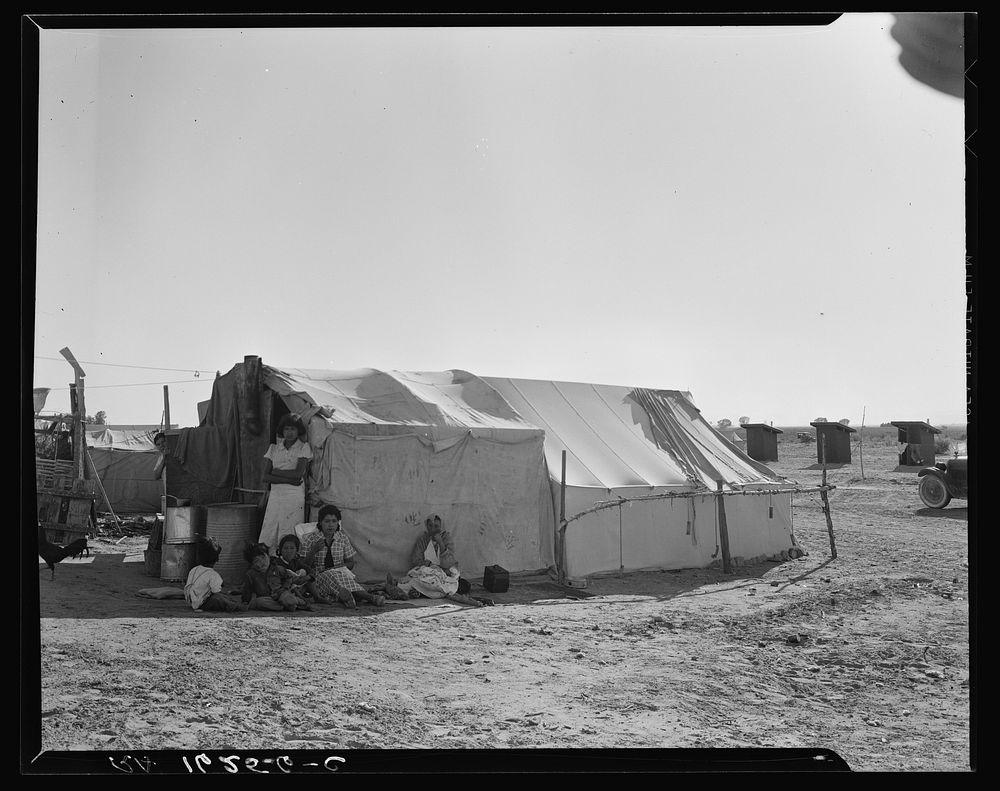 Camp of migratory agricultural workers. Imperial County, California. Sourced from the Library of Congress.
