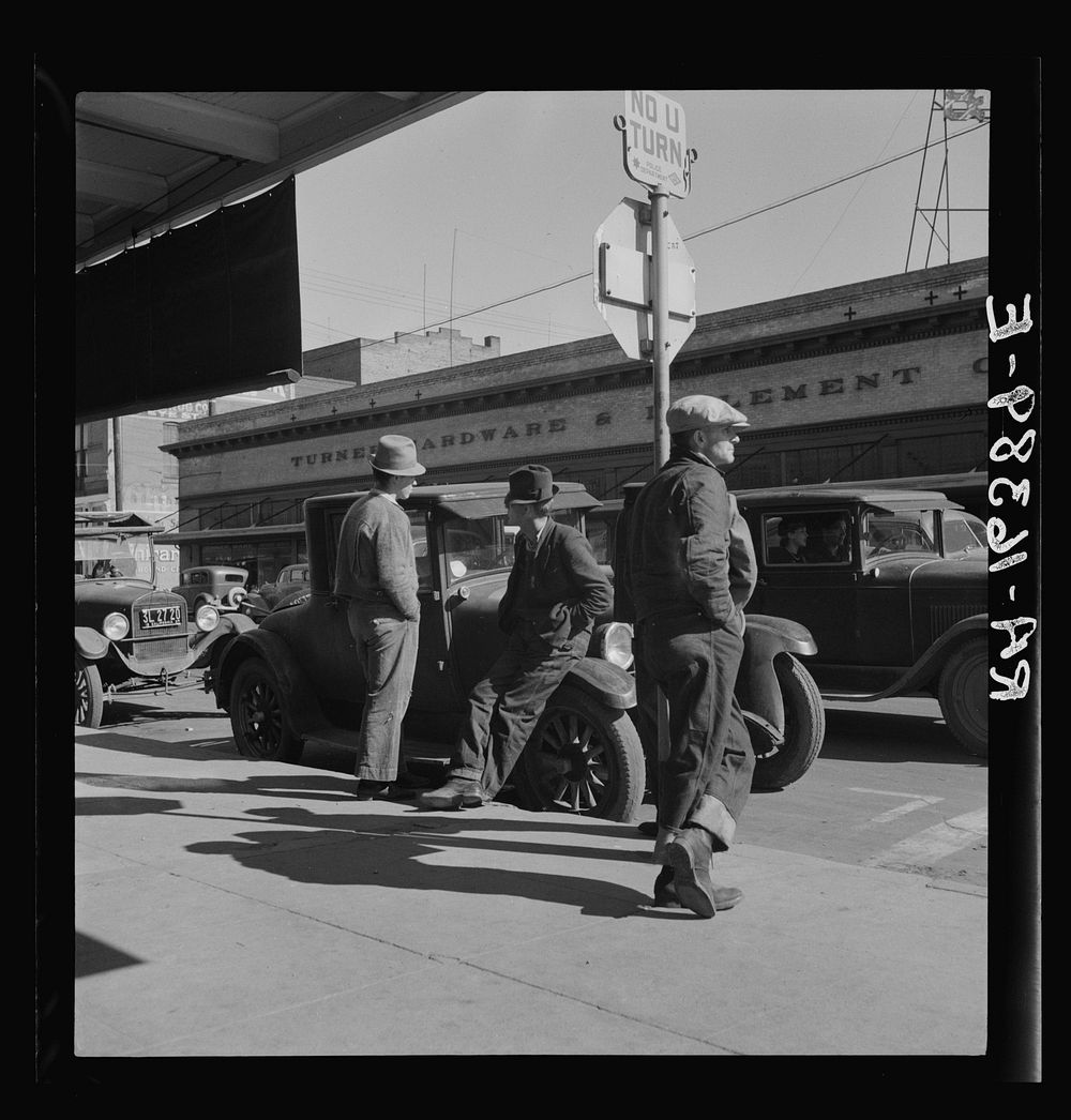 Men on "Skid Row." Modesto, California. Sourced from the Library of Congress.