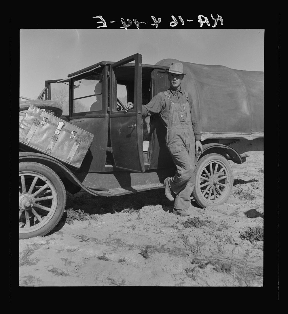 Ex-tenant farmer from Texas, came to work in the fruit and vegetable harvests. Coachella Valley, California. Sourced from…