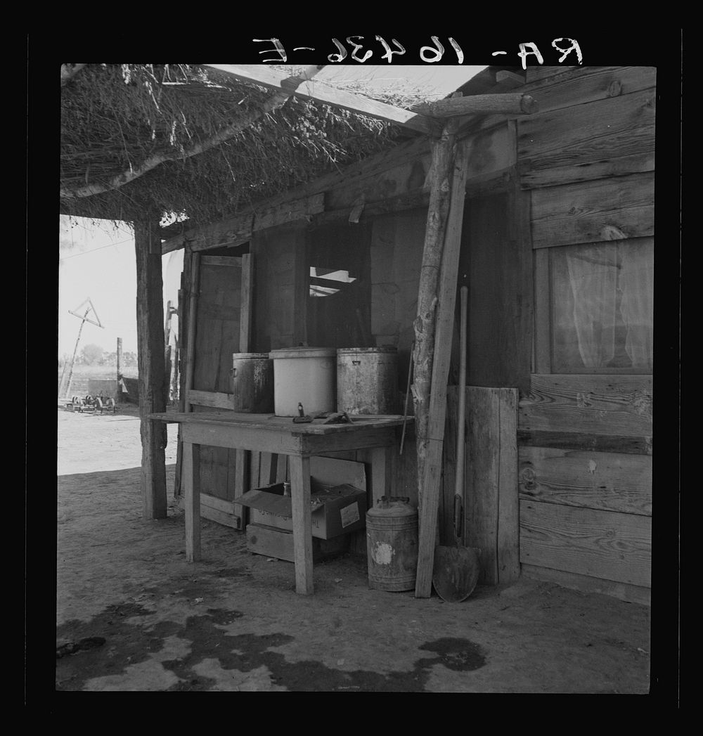 Porch of Mexican worker's home in East El Centro, Imperial Valley, California. Sourced from the Library of Congress.