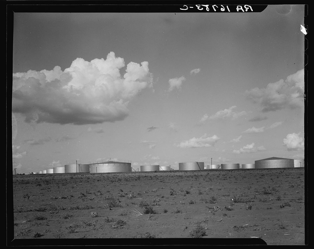 Oil tank farm near Odessa, Texas by Dorothea Lange
