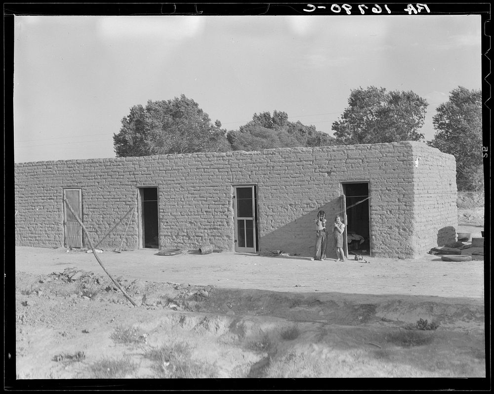 Housing for Mexican field laborers. Typical of the Southwest. Near Chandler, Arizona. Sourced from the Library of Congress.