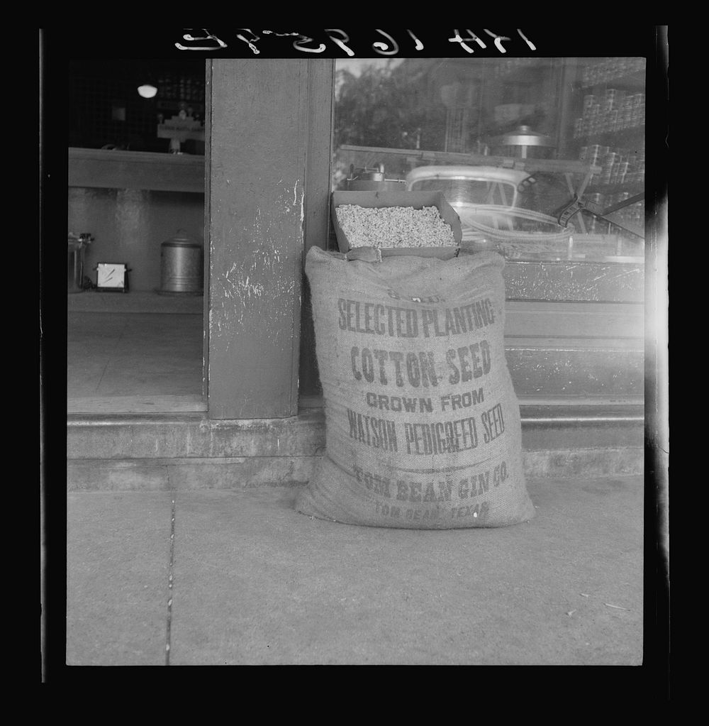 Front of general store in small cotton town. Texas. Sourced from the Library of Congress.